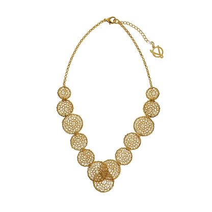 All Gold Iris Handmade Crochet Necklace