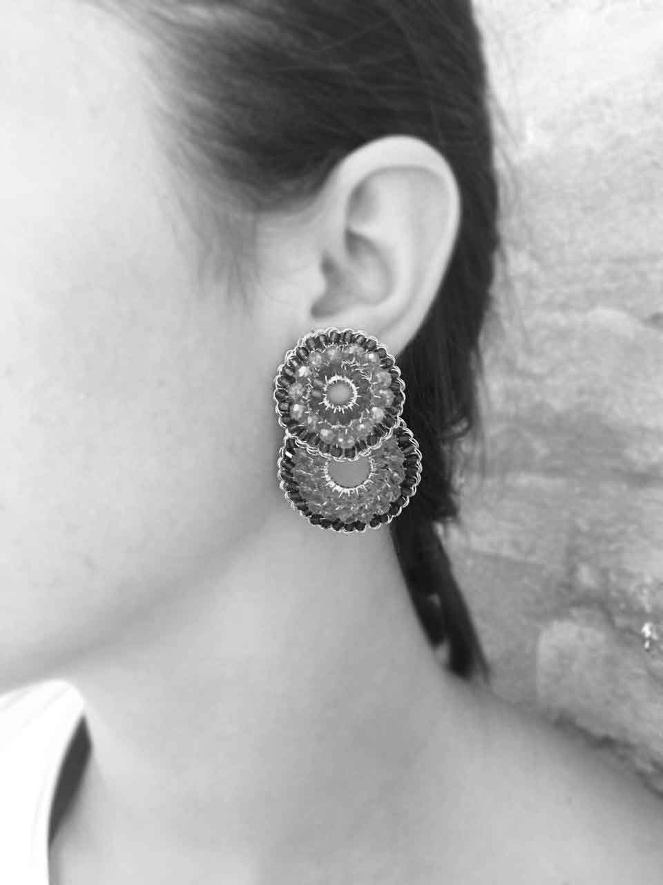 Multicolor & Black Gush Small Handmade Crochet Earrings