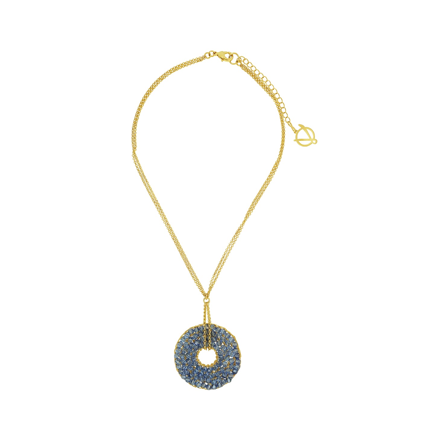 Blue & Gold Snowdrop Handmade Crochet Necklace