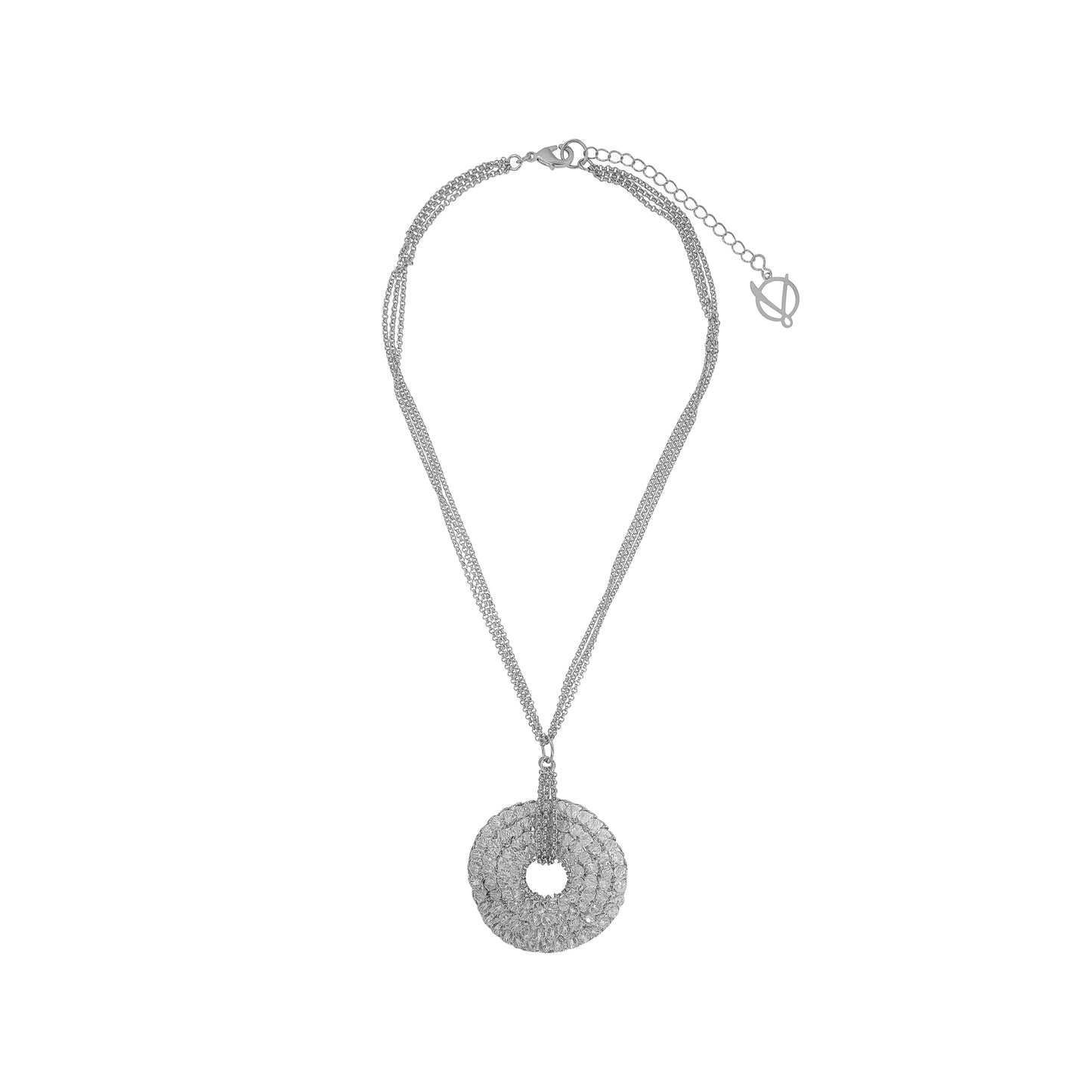 Clear & Silver Snowdrop Handmade Crochet Necklace