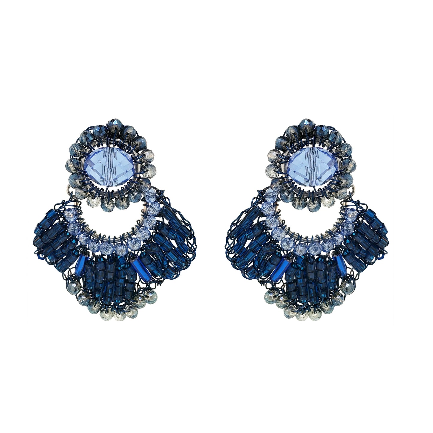 Royal Blue Mix Queen Handmade Crochet Earrings