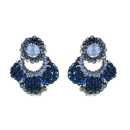 Royal Blue Mix Queen Handmade Crochet Earrings