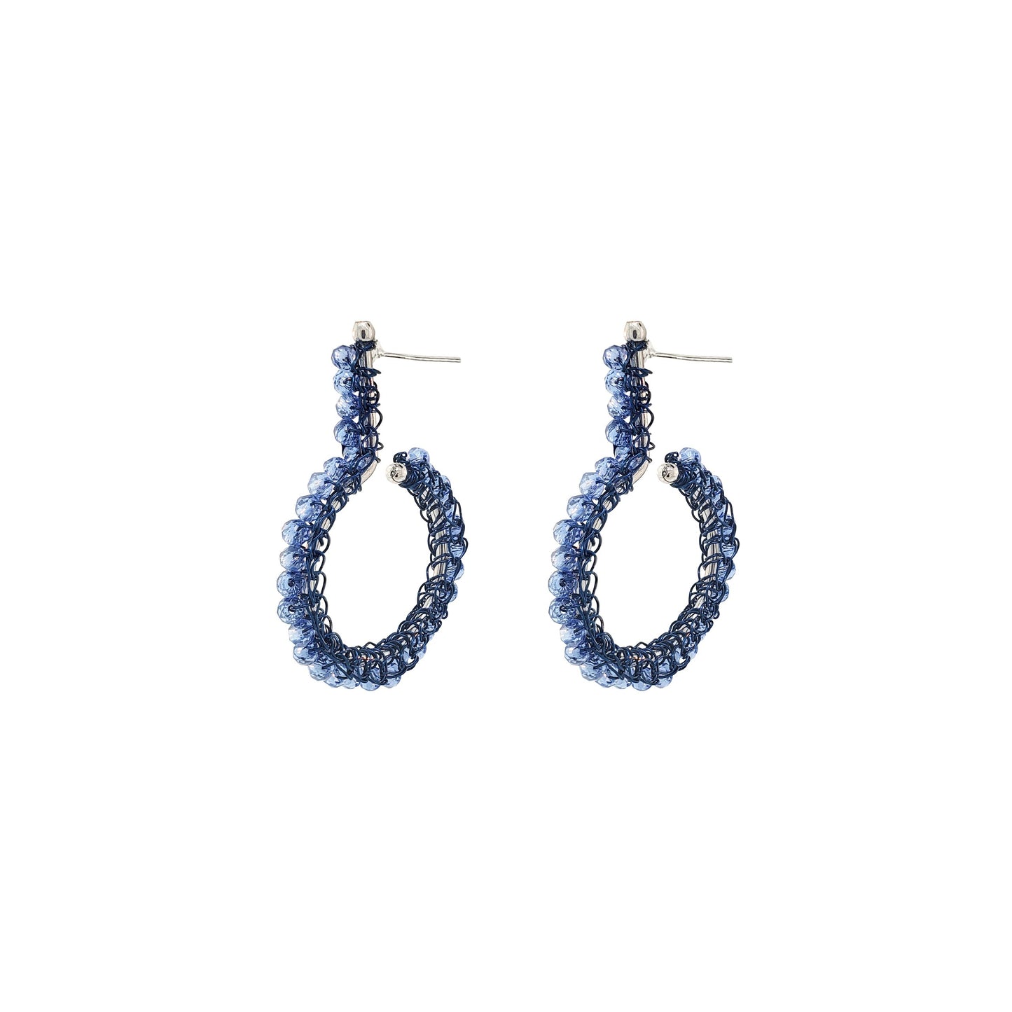 Royal Blue Phi Mini Hoops Handmade Crochet Earrings