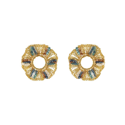 Seafoam Blue Mix Gaia Maxi Post Handmade Crochet Earrings
