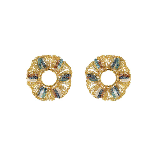 Seafoam Blue Mix Gaia Maxi Post Handmade Crochet Earrings