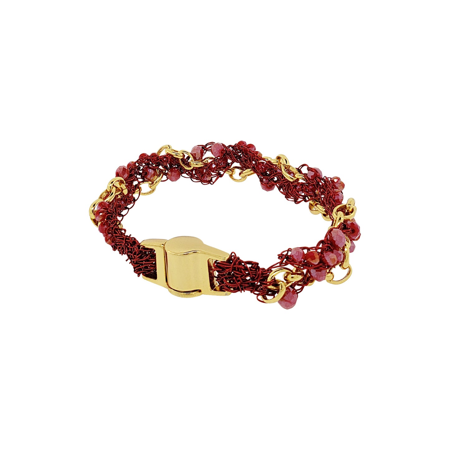 Red & Gold Hera Handmade Crochet Bracelet