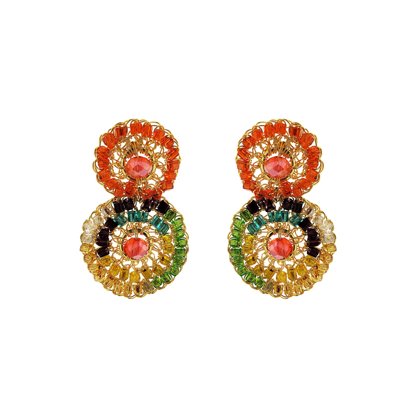 Multicolor & Gold Patch Mini Handmade Crochet Earring