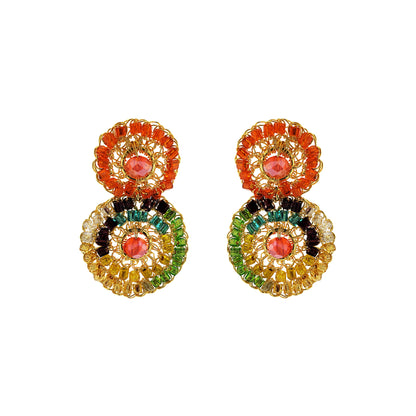Multicolor & Gold Patch Mini Handmade Crochet Earring