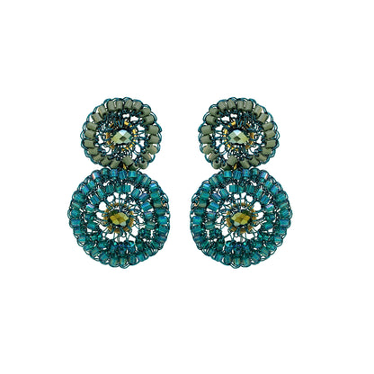 Teal Mix Patch Mini Handmade Crochet Earrings