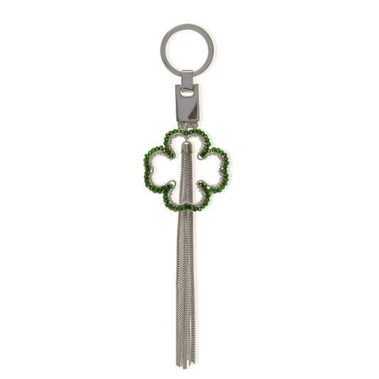 Green & Silver Lucky Clover Key Chain Handmade Crochet Accessory