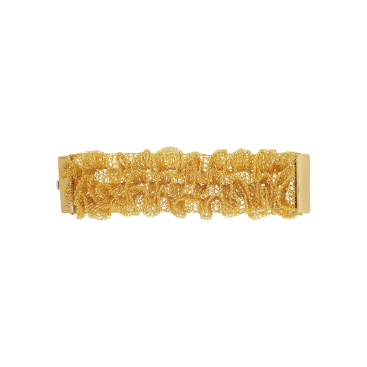 All Gold Rio Handmade Ruffled Crochet Bracelet