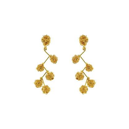 All Gold Dome Chandelier Handmade Crochet Earrings