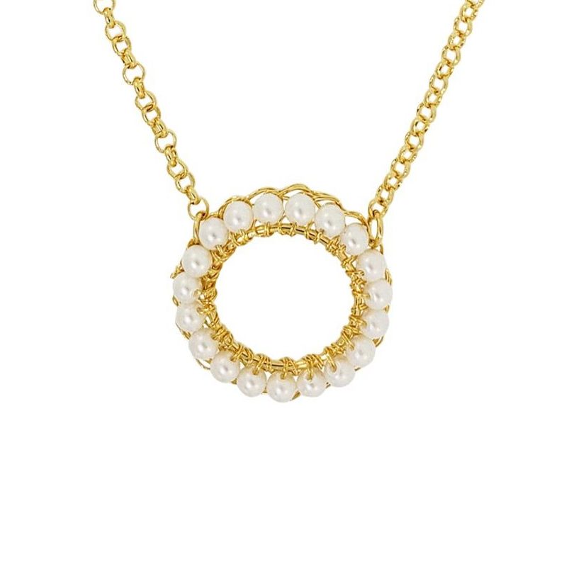 Pearl & Gold Ellie Handmade Crochet Necklace