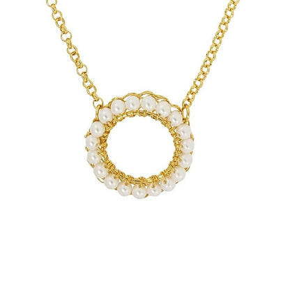 Pearl & Gold Ellie Handmade Crochet Necklace