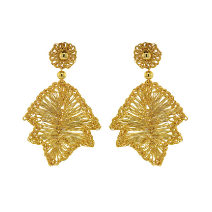 All Gold Star Leaf Handmade Crochet Earrings