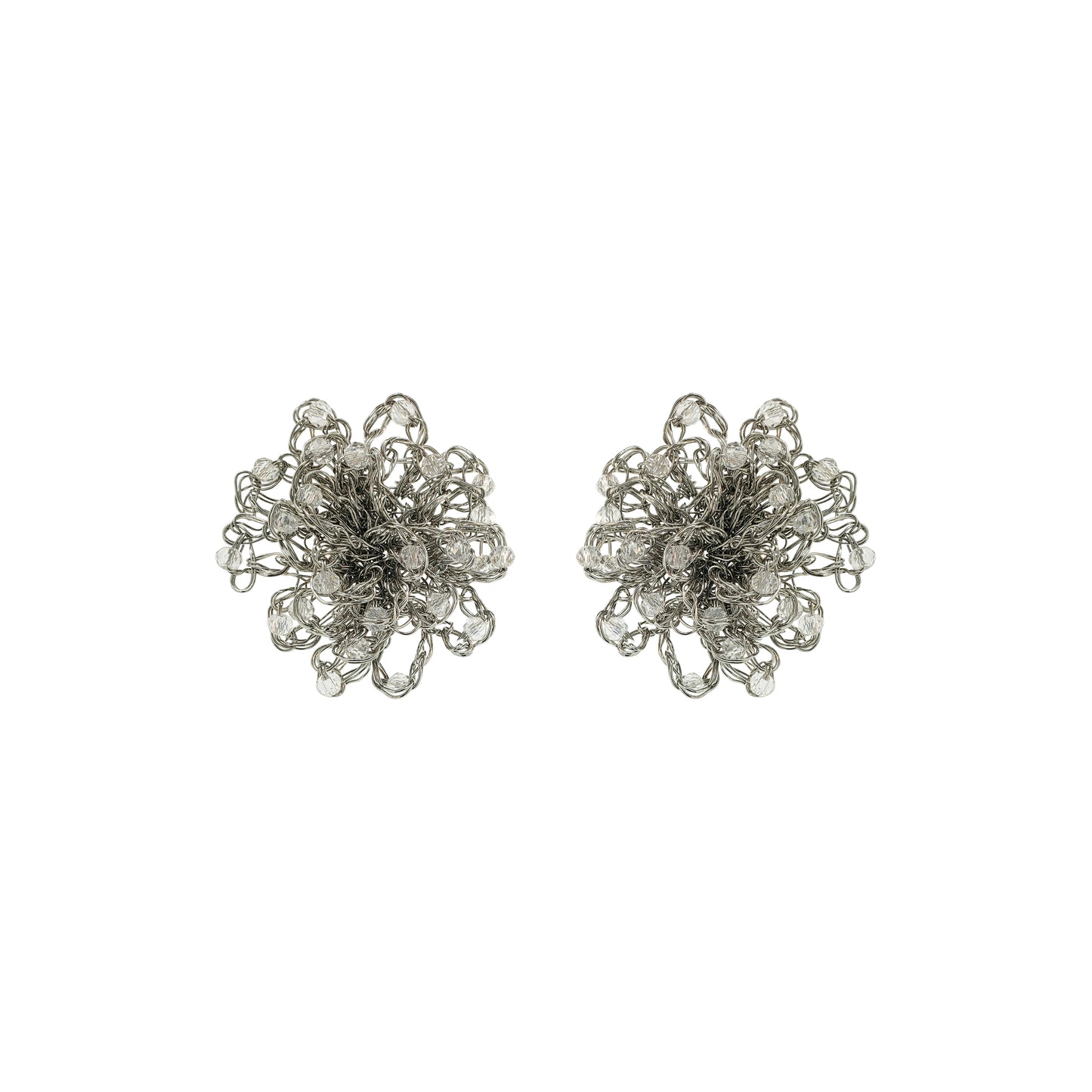 Clear & Silver Sprinkle Maxi Post Handmade Crochet Earrings
