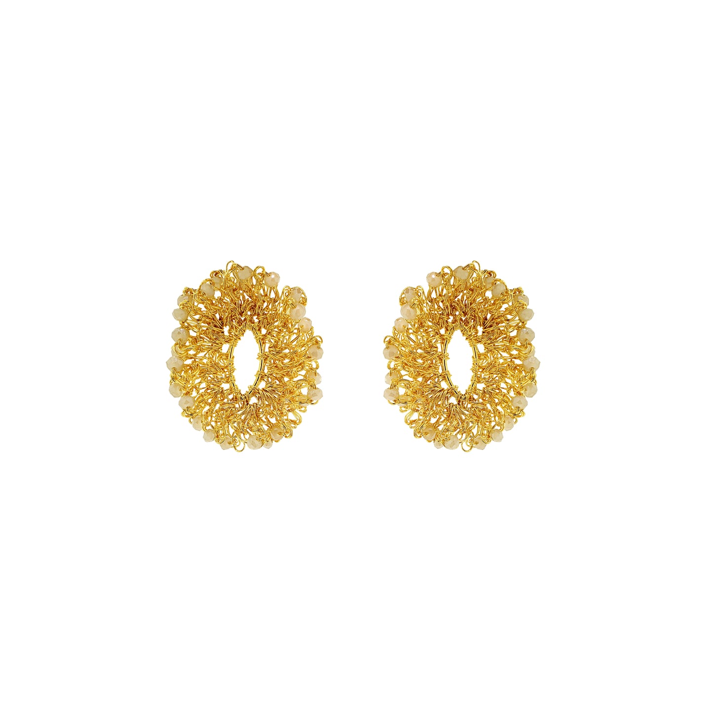 Nude & Gold Roxy Sprinkle Handmade Crochet Earrings