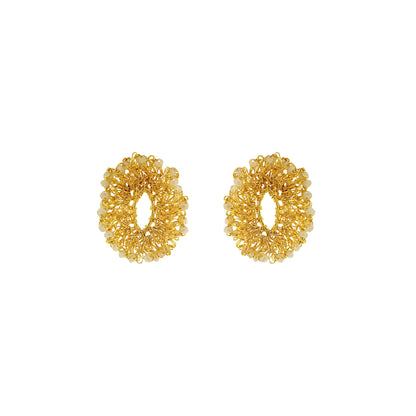 Nude & Gold Roxy Sprinkle Handmade Crochet Earrings