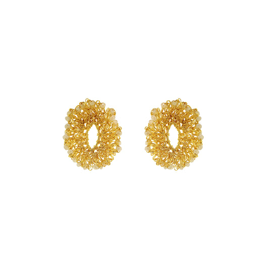 Nude & Gold Roxy Sprinkle Handmade Crochet Earrings