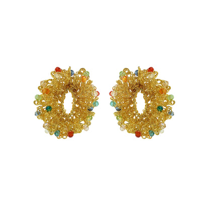 Multi & Gold Roxy Sprinkle Handmade Crochet Earrings