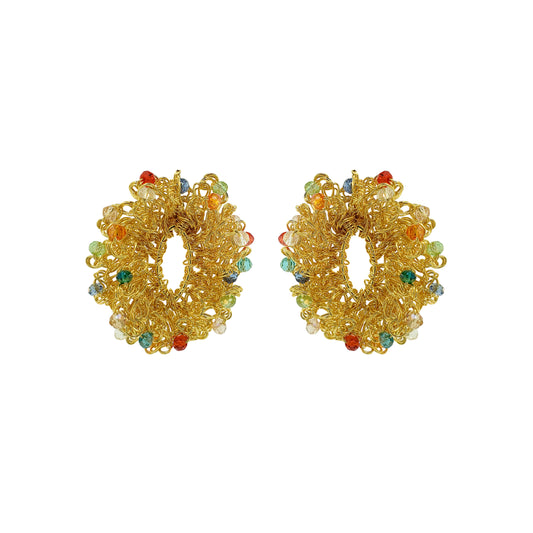 Multi & Gold Roxy Sprinkle Handmade Crochet Earrings
