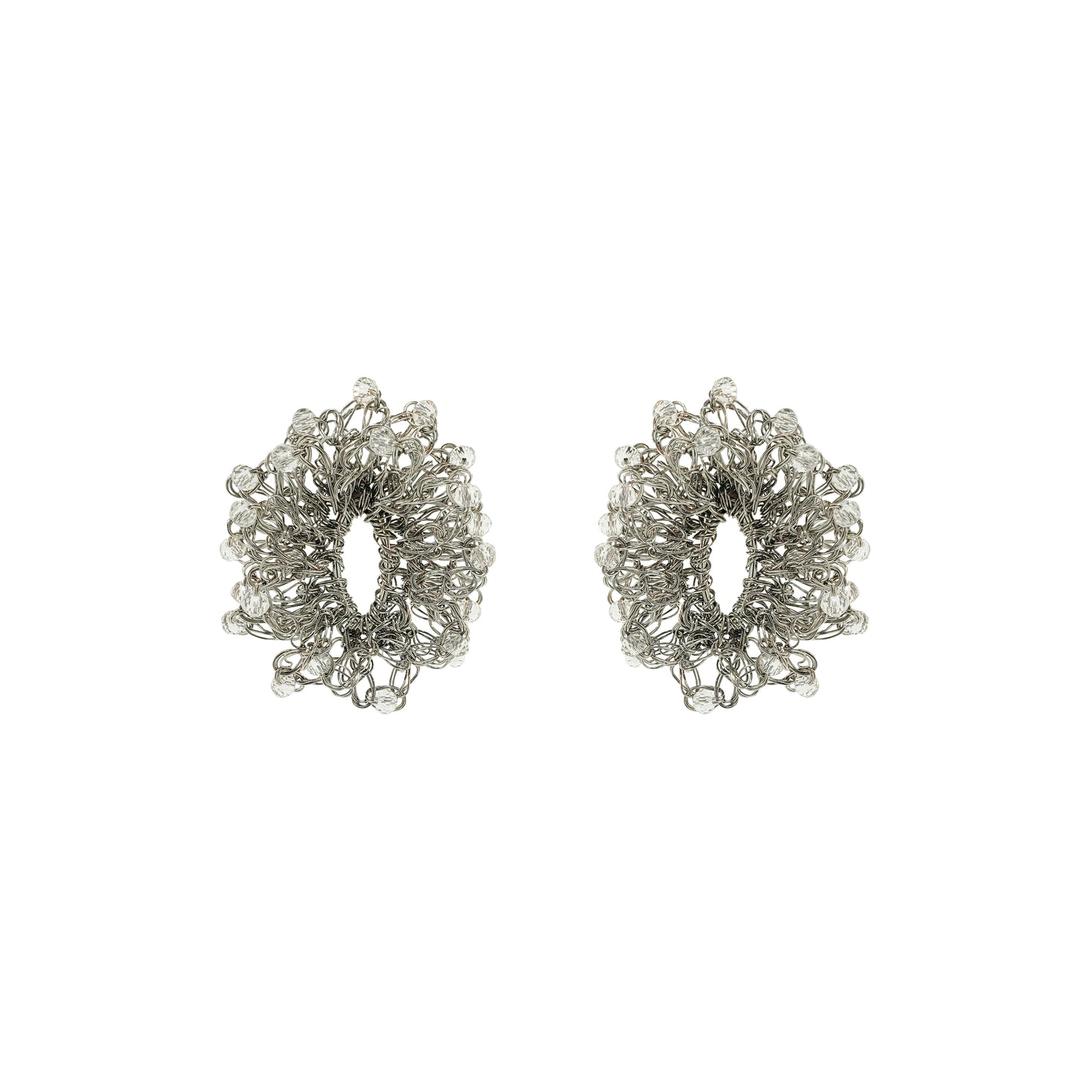 Clear & Silver Roxy Sprinkle Handmade Crochet Earrings