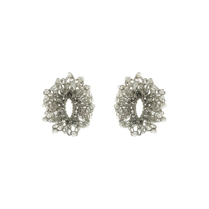 Clear & Silver Roxy Sprinkle Handmade Crochet Earrings