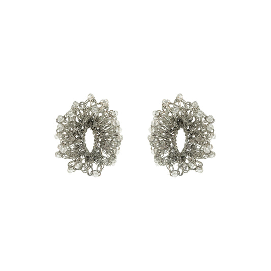 Clear & Silver Roxy Sprinkle Handmade Crochet Earrings