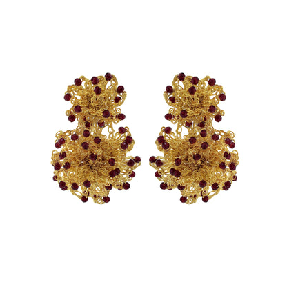 Burgundy & Gold Agnes Sprinkle Handmade Crochet Earrings
