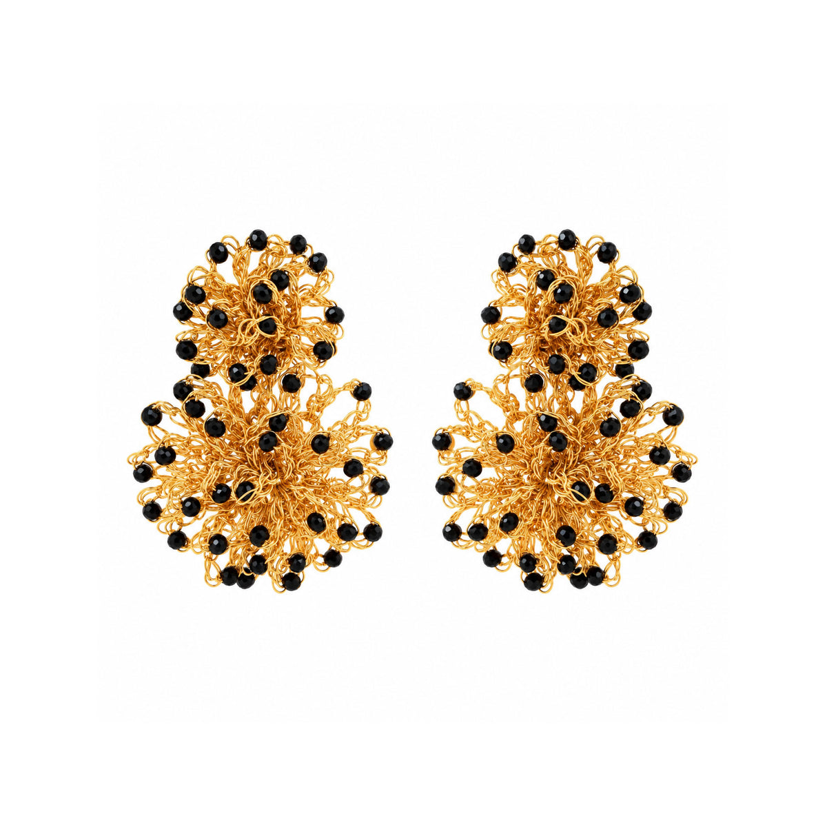 Black & Gold Agnes Sprinkle Handmade Crochet Earrings