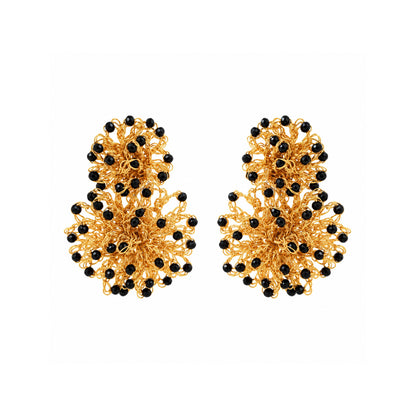 Black & Gold Agnes Sprinkle Handmade Crochet Earrings