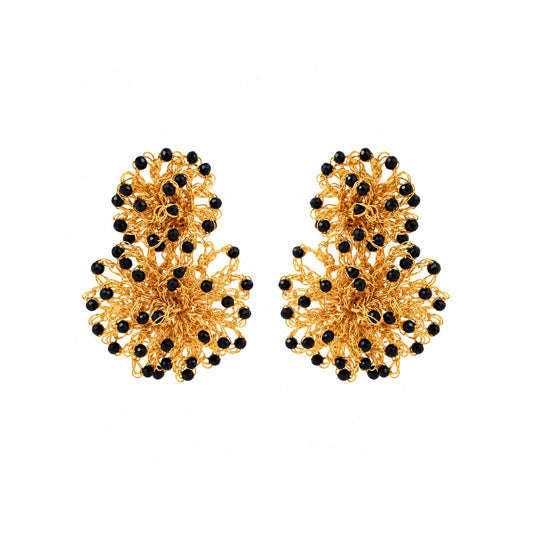 Black & Gold Agnes Sprinkle Handmade Crochet Earrings
