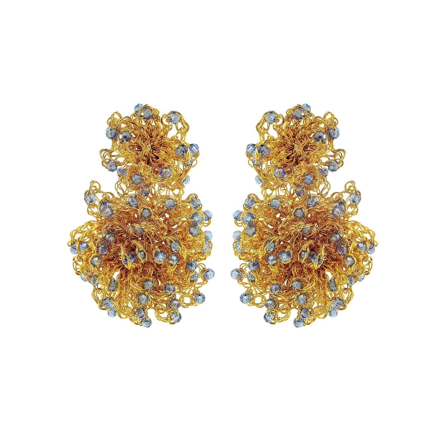 Blue & Gold Agnes Sprinkle Handmade Crochet Earrings