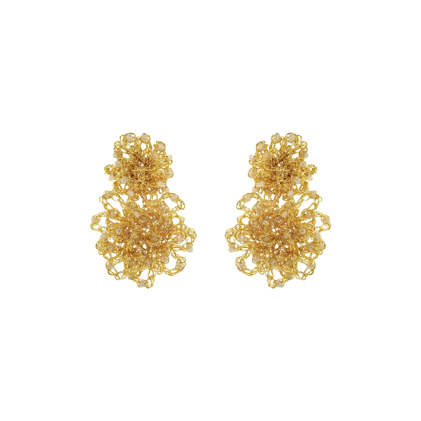 Nude & Gold Agnes Sprinkle Handmade Crochet Earrings