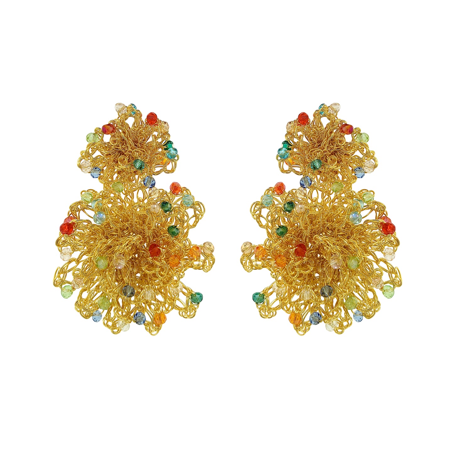 Multi & Gold Agnes Sprinkle Handmade Crochet Earrings