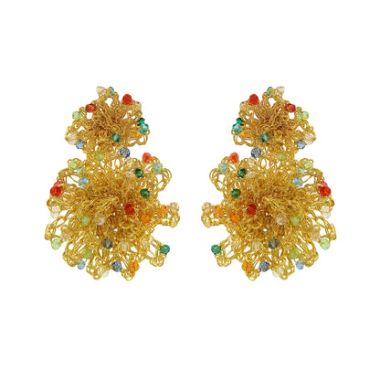 Multi & Gold Agnes Sprinkle Handmade Crochet Earrings