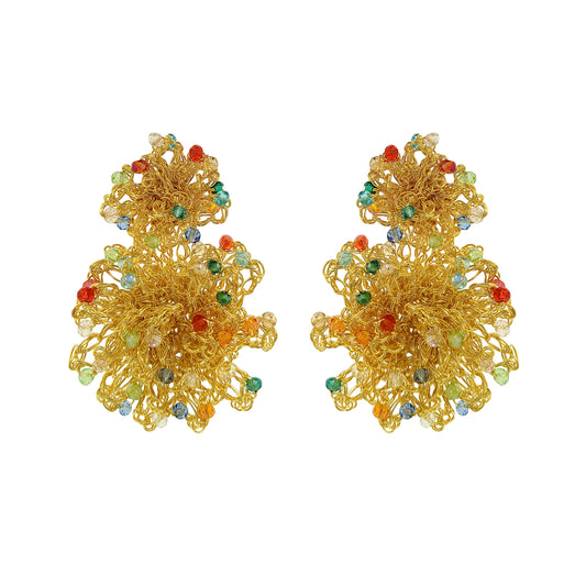 Multi & Gold Agnes Sprinkle Handmade Crochet Earrings