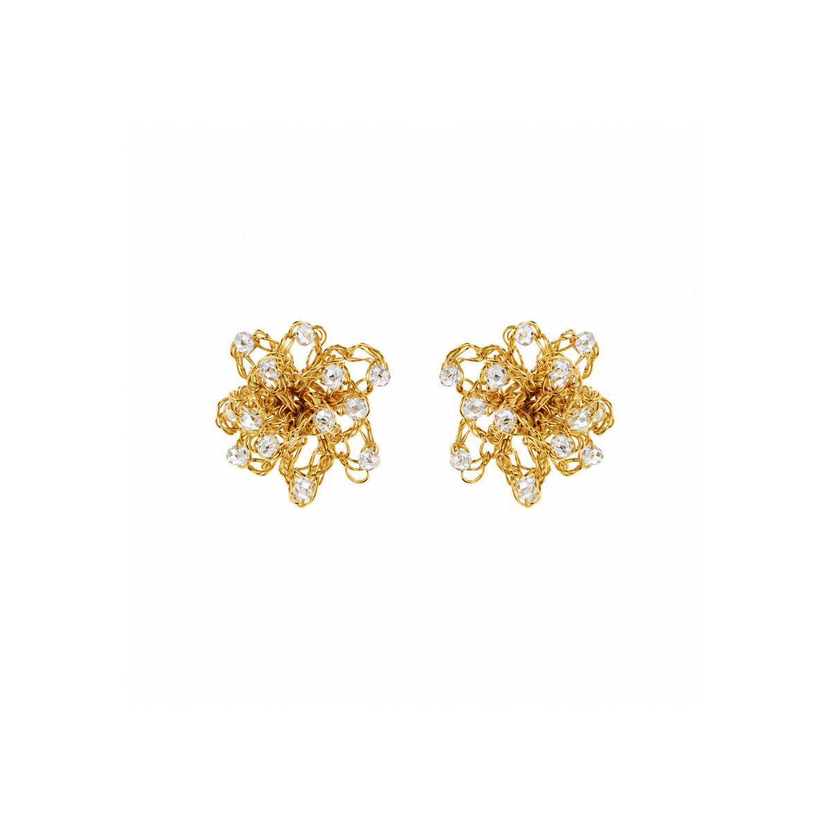 Crystal Clear & Gold Sprinkle Mini Post Handmade Crochet Earrings