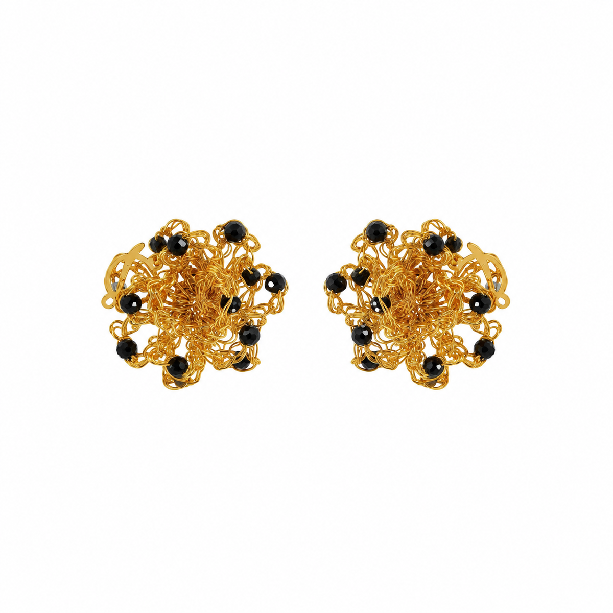 Black & Gold Sprinkle Mini Post Handmade Crochet Earrings