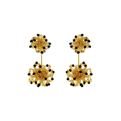 Black-Gold-Sprinkle-agatha-Handmade-Crochet-Earrings-handmade-crochet-drop-with-unique-design-18k-gold-filled-wire-hypoallergenic-lightweight-statement