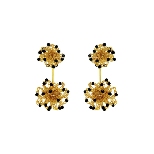 Black-Gold-Sprinkle-agatha-Handmade-Crochet-Earrings-handmade-crochet-drop-with-unique-design-18k-gold-filled-wire-hypoallergenic-lightweight-statement