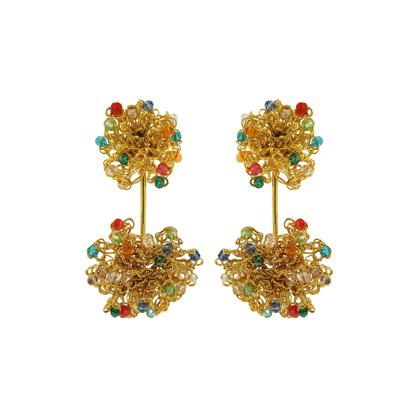 Multicolor & Gold Agatha Sprinkle Handmade Crochet Earrings