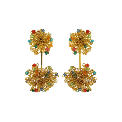 Multicolor & Gold Agatha Sprinkle Handmade Crochet Earrings