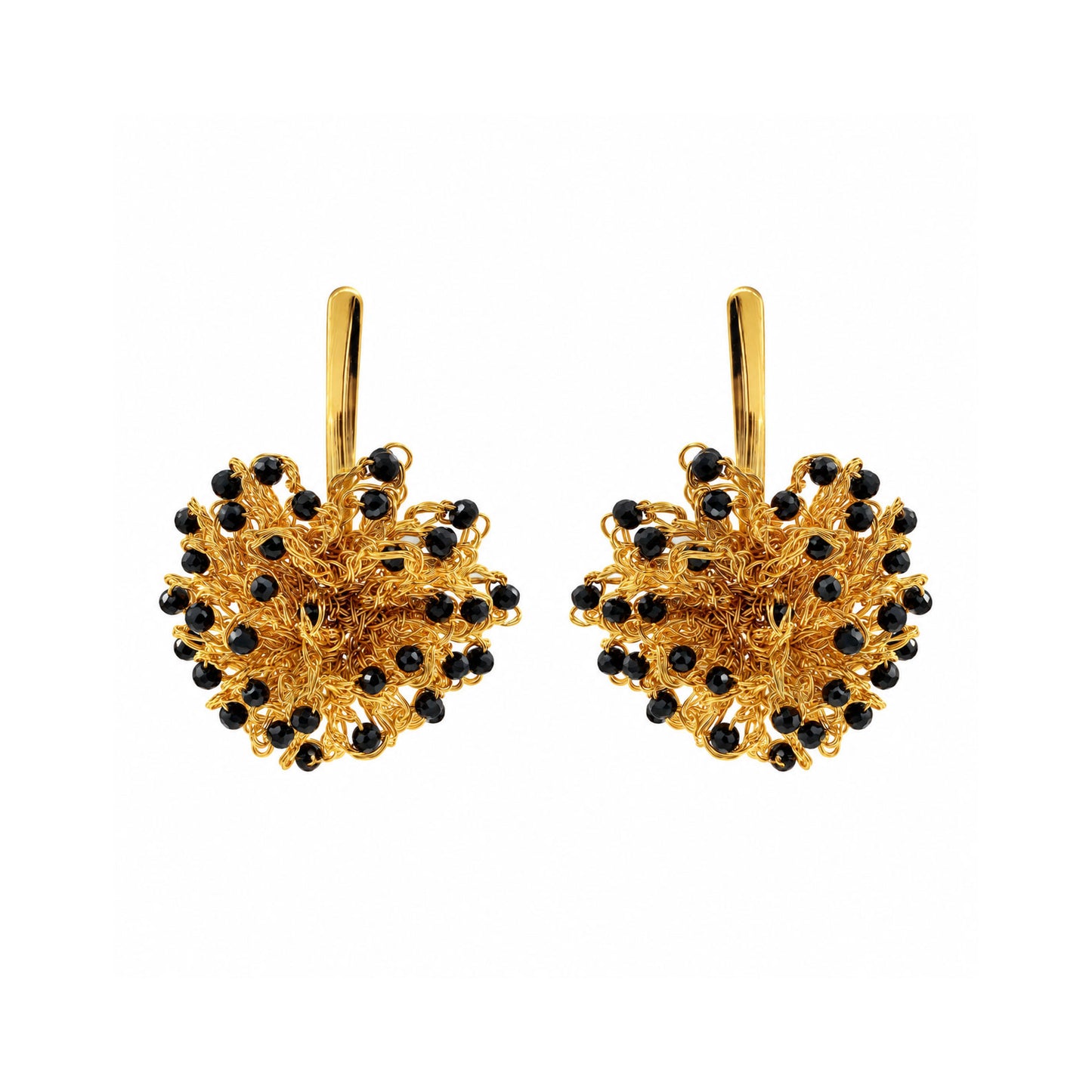 Black & Gold Sprinkle Drop Handmade Crochet Earrings