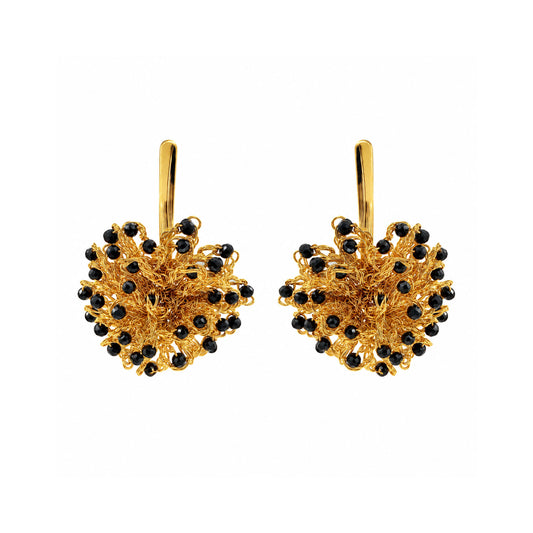 Black & Gold Sprinkle Drop Handmade Crochet Earrings