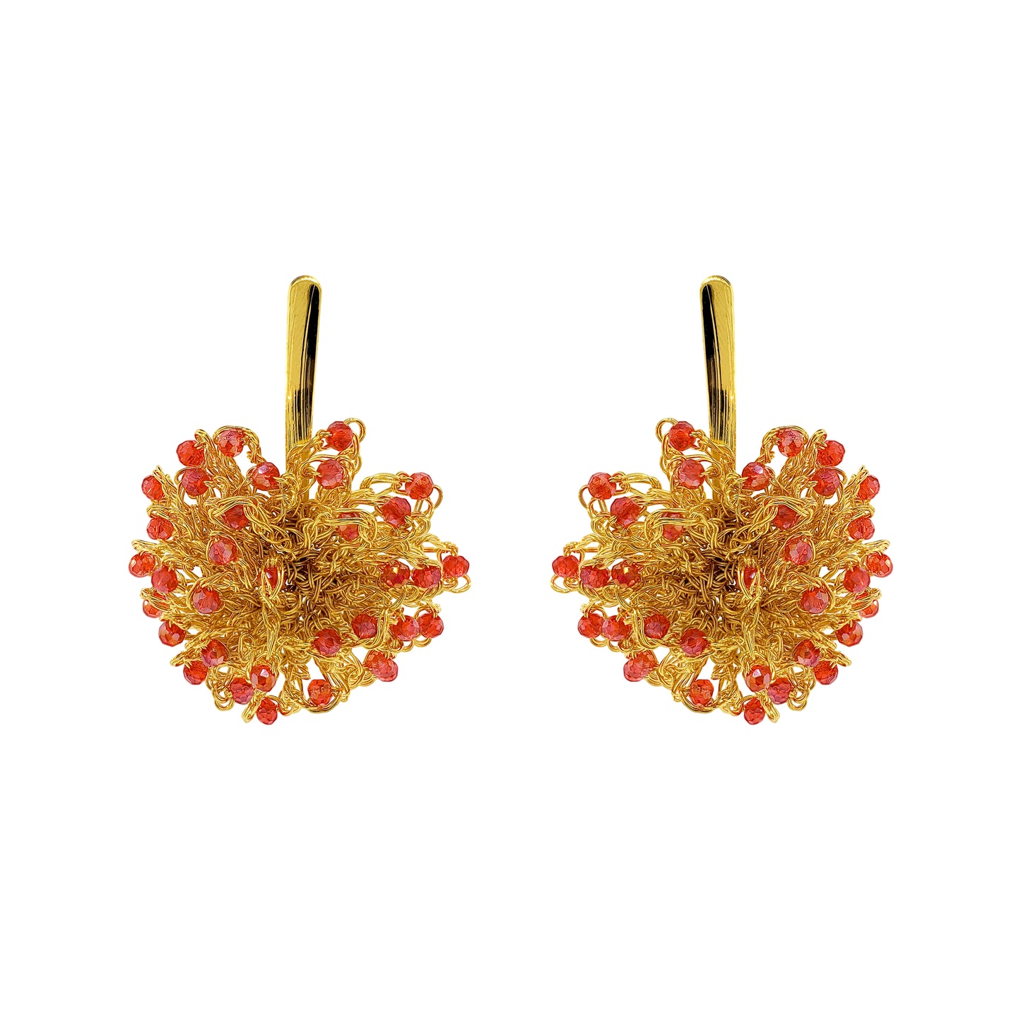 Red & Gold Sprinkle Drop Handmade Crochet Earrings