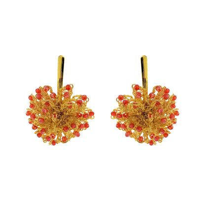 Red & Gold Sprinkle Drop Handmade Crochet Earrings