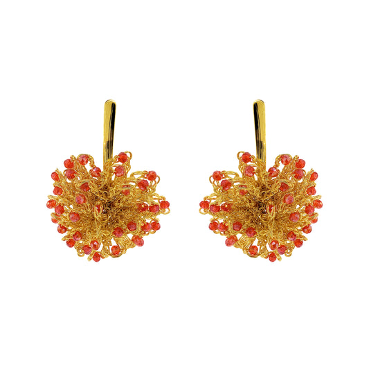 Red & Gold Sprinkle Drop Handmade Crochet Earrings