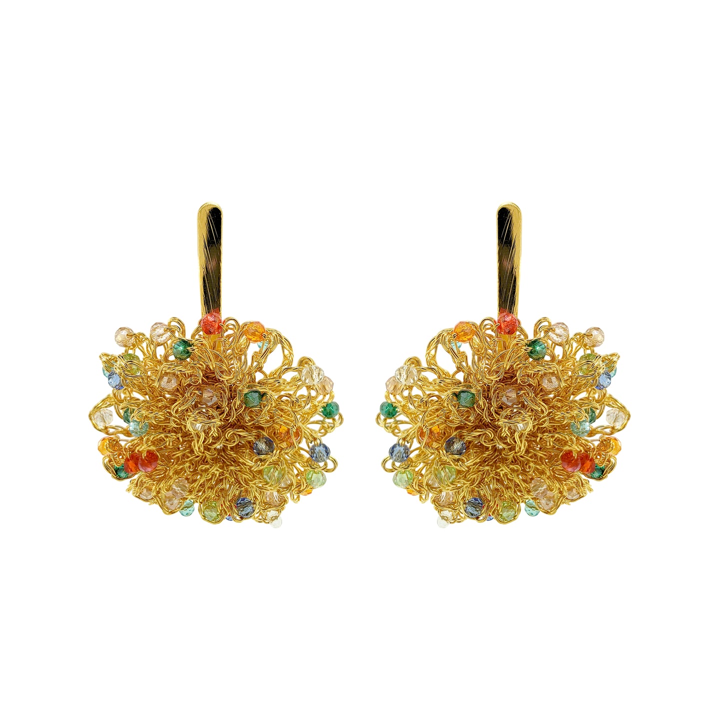 Multi & Gold Sprinkle Drop Handmade Crochet Earrings
