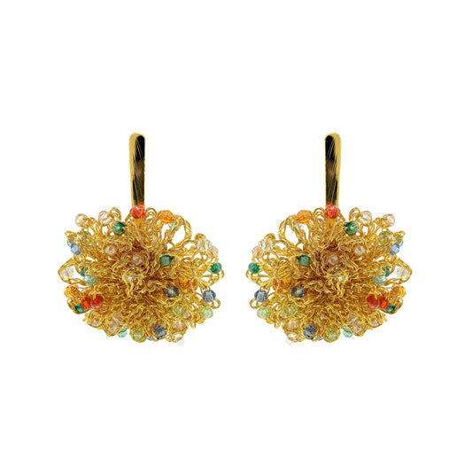 Multi & Gold Sprinkle Drop Handmade Crochet Earrings